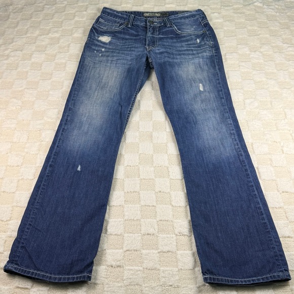 BKE Denim Mens Aiden Relaxed Bootcut Jeans Distressed Rips Size 30R - Picture 1 of 16